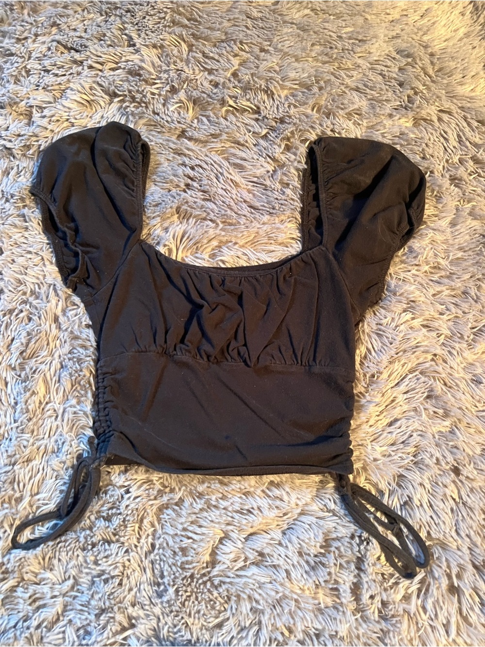 Hollister Black Puff Sleeve Square Neck Crop Top